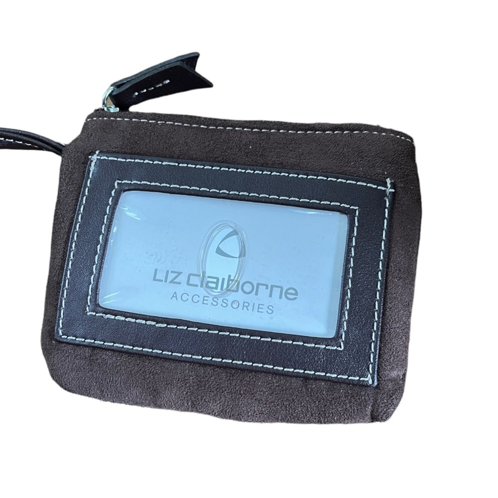 Y2K Liz Claiborne Brown Large Tote Shoulder Bag Purse Attached Wallet Microfiber - Picture 5 of 7